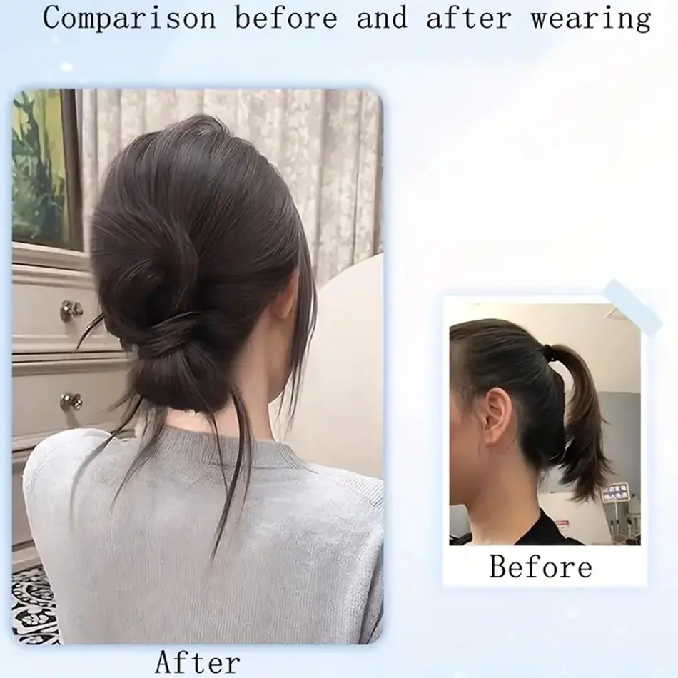 Elegant Synthetic Clamp Bowknot Hair Bun with Duckbill Clip Non-Slip Updo Hair Accessories for Women Wedding Party And Daily Use