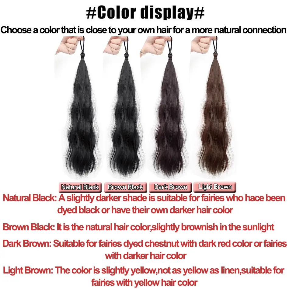 50cm Synthetic Self-Winding Hair Bundle With Elastic Loop DIY Hair Bun Ponytail For Increase Hair Fluffy Natural Ball Head Wig