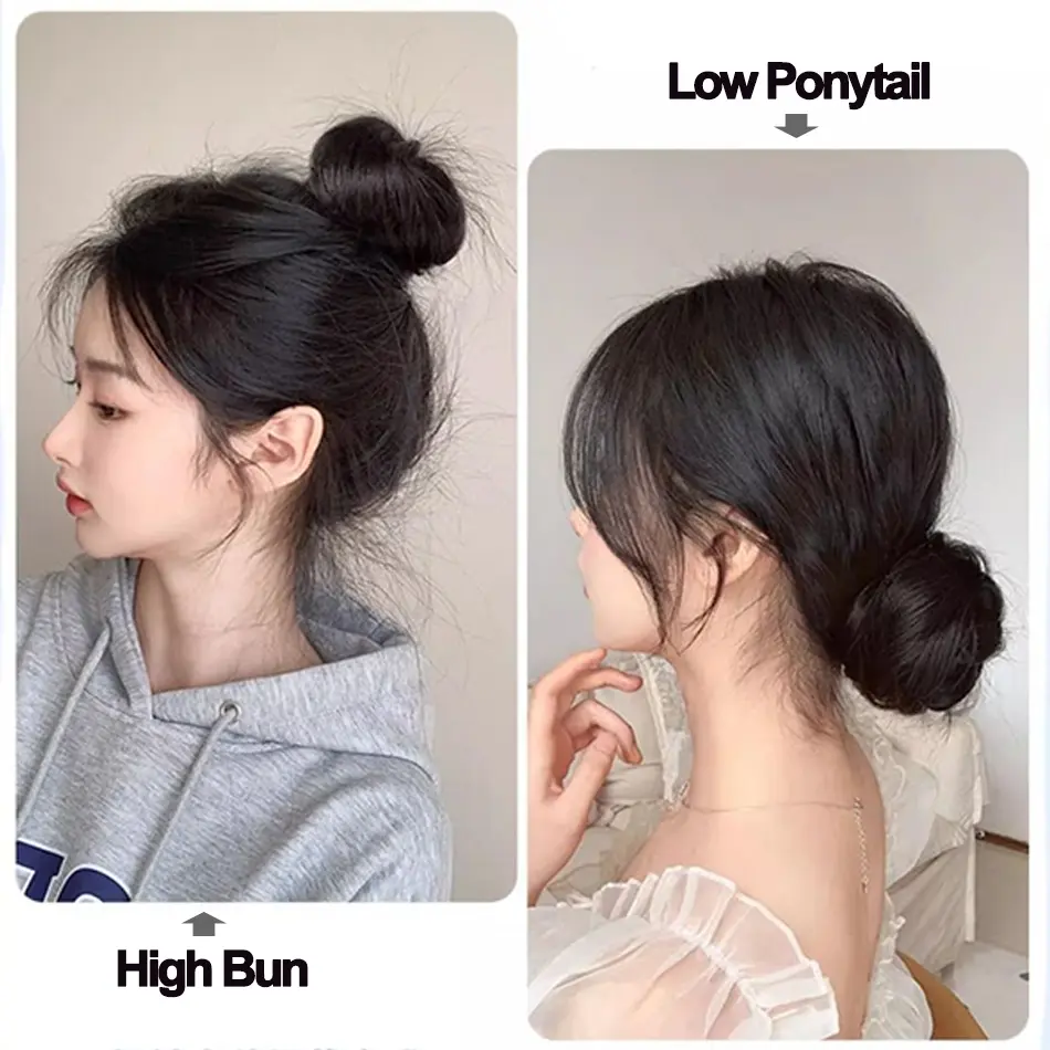 50cm Synthetic Self-Winding Hair Bundle With Elastic Loop DIY Hair Bun Ponytail For Increase Hair Fluffy Natural Ball Head Wig