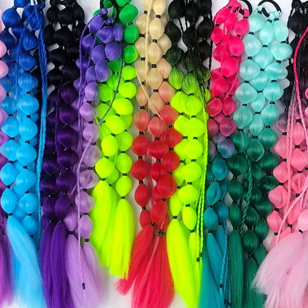 Colorful Synthetic Braided Bubble Ponytail Hair Accessories For Women Cosplay Party Halloween Photography Fashion Hairpieces