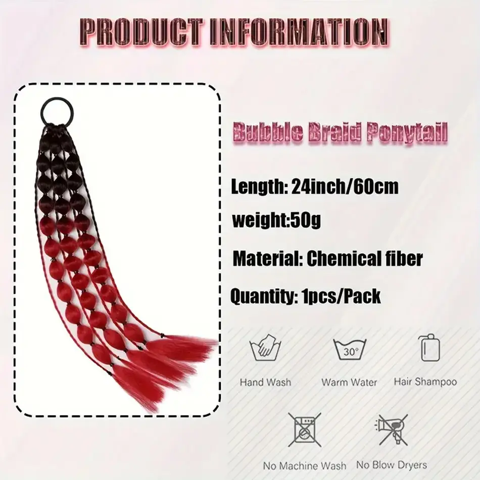 Colorful Synthetic Braided Bubble Ponytail Hair Accessories For Women Cosplay Party Halloween Photography Fashion Hairpieces