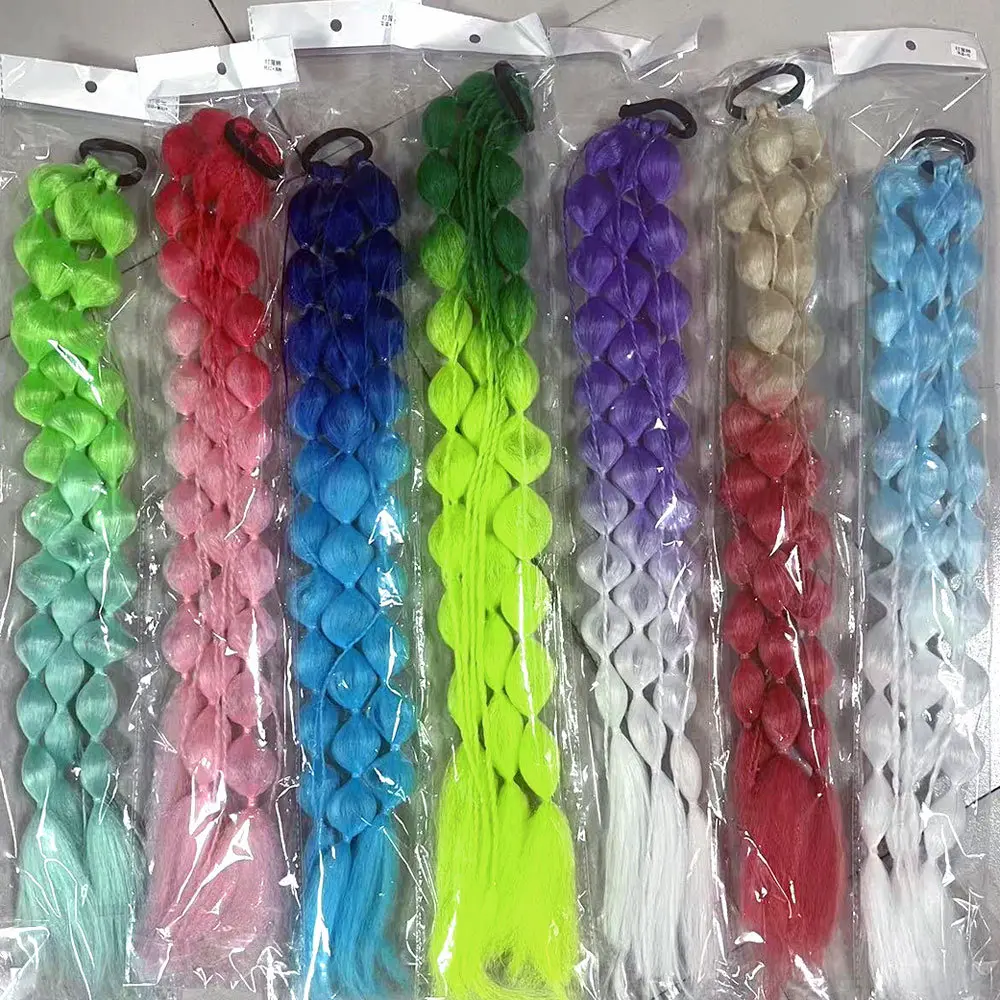 Colorful Synthetic Braided Bubble Ponytail Hair Accessories For Women Cosplay Party Halloween Photography Fashion Hairpieces