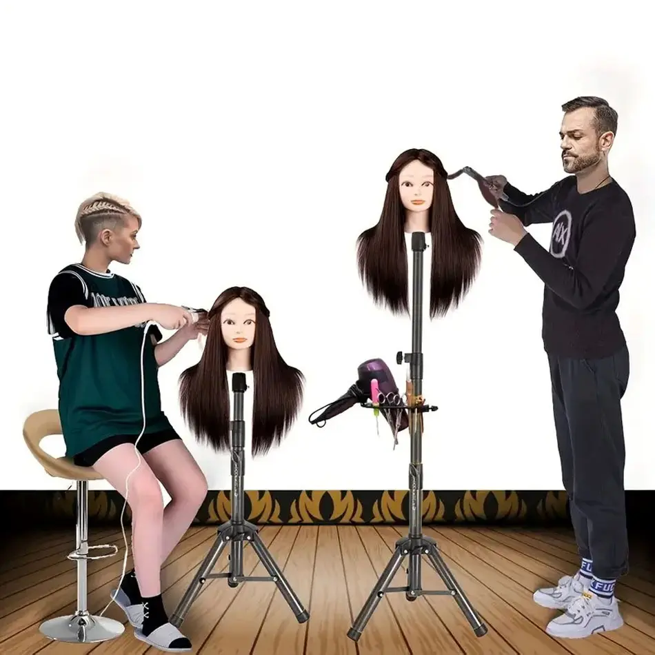 60-115CM Adjustable Wig Head Stand Pink Metal Mannequin Head Tripod Holder For Cosmetology Hairdressing Training Head Doll