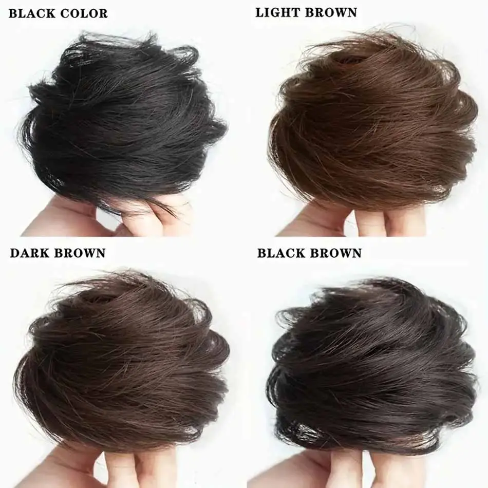 Straight Messy Synthetic Hair Bun Ponytail Fluffy Natural Synthetic Hair Wig Bun With Elastic Band Messy Hair Ponytail Extension