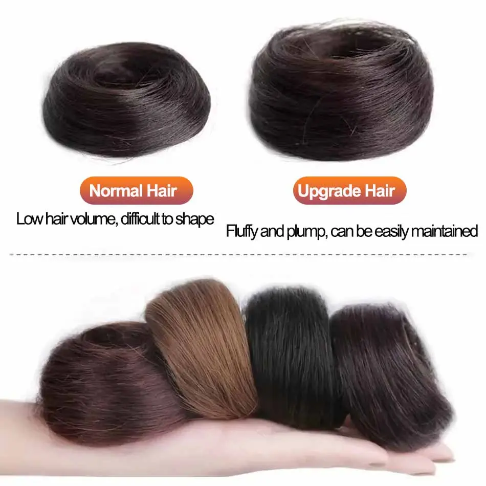 Straight Messy Synthetic Hair Bun Ponytail Fluffy Natural Synthetic Hair Wig Bun With Elastic Band Messy Hair Ponytail Extension
