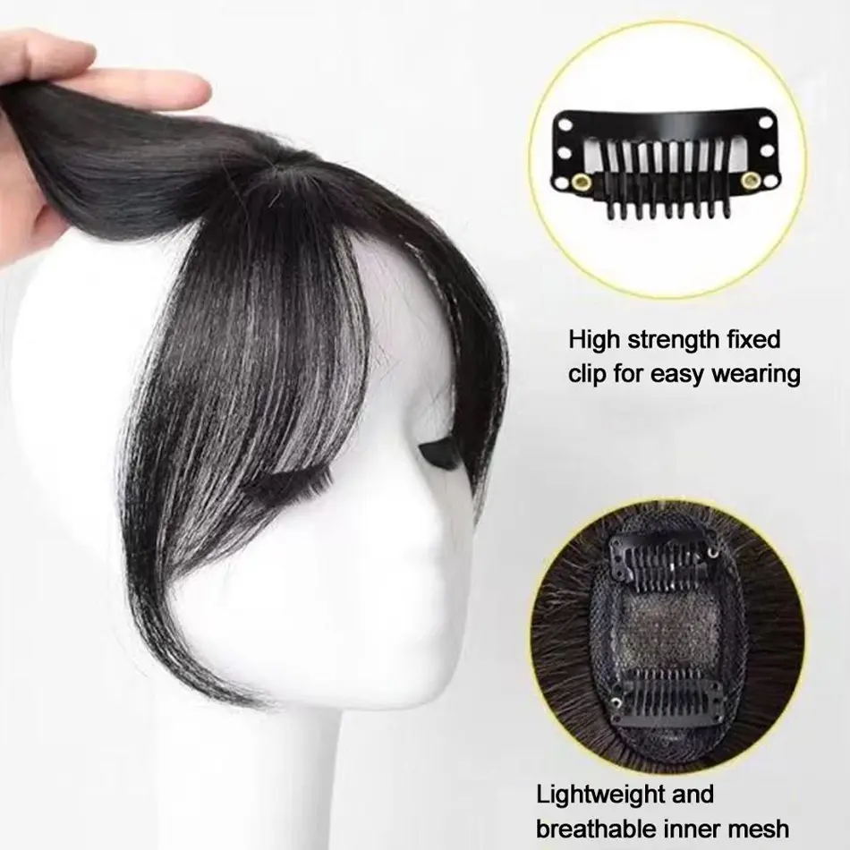 Synthetic 3D Air Bangs Hairpiece Easy Clip In Bangs With Eight-Shaped Fringe Natural Invisible Clourse Bangs Middle Part Topper