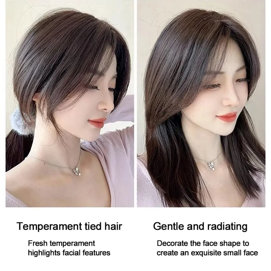 Synthetic 3D Air Bangs Hairpiece Easy Clip In Bangs With Eight-Shaped Fringe Natural Invisible Clourse Bangs Middle Part Topper