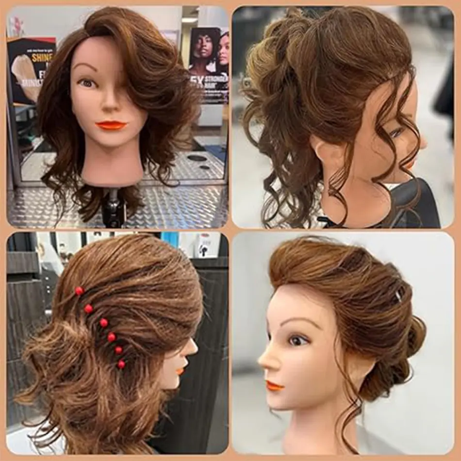 80% Real Mannequin Head with Human Hair For Hairdresser Curling Straightening Dyeing Braiding Hairdressing Mannequin Doll Heads