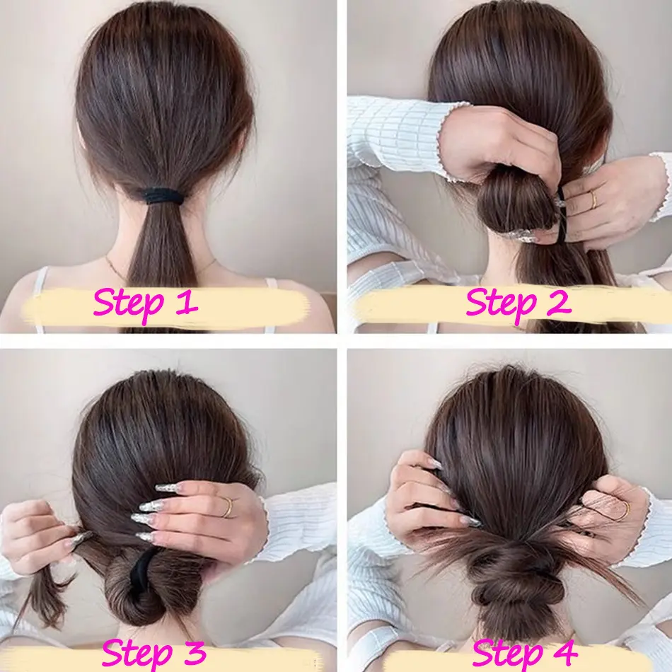 Highlight Synthetic Self-Winding Hair Bundle 50cm Wavy DIY Hair Bun Ponytail Natural Fluffy Head Artifact Flower Bud Hair Bag