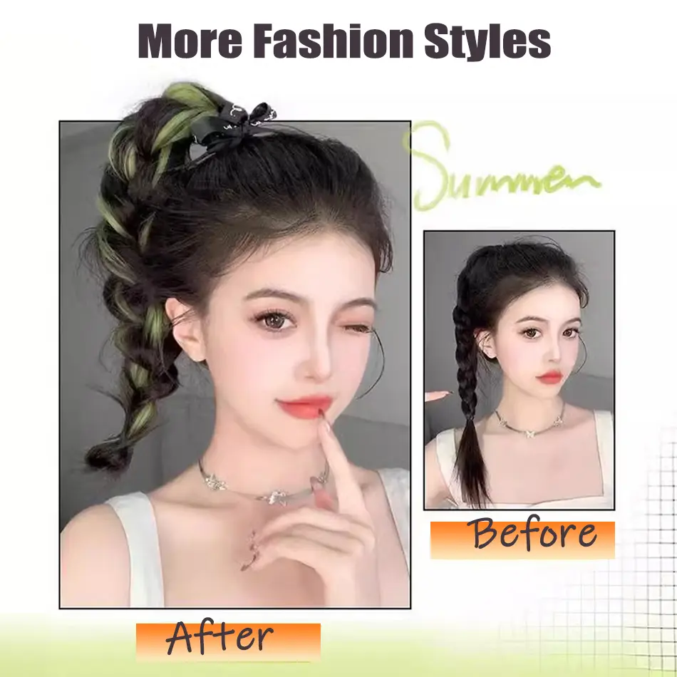 Highlight Synthetic Self-Winding Hair Bundle 50cm Wavy DIY Hair Bun Ponytail Natural Fluffy Head Artifact Flower Bud Hair Bag