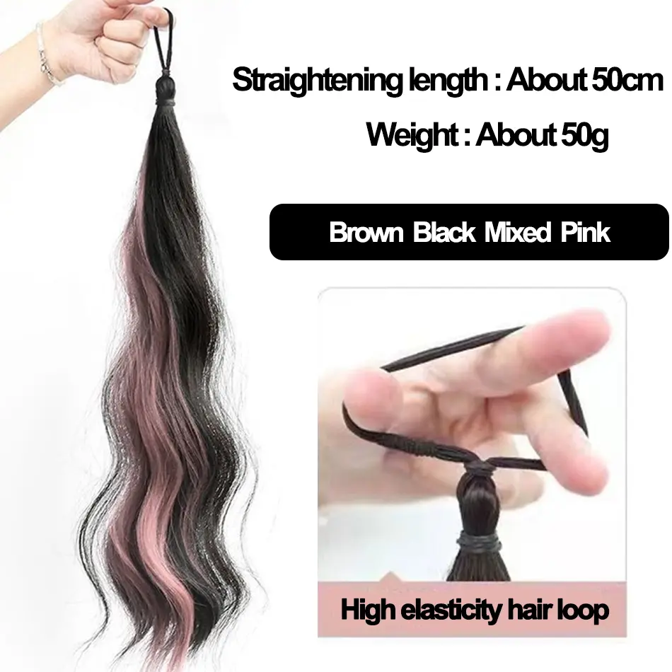 Highlight Synthetic Wig Hair Bundle DIY Self-winding Chignon Low High Ponytail Hair Extension Fluffy Braid Hair Bun Hairpiece