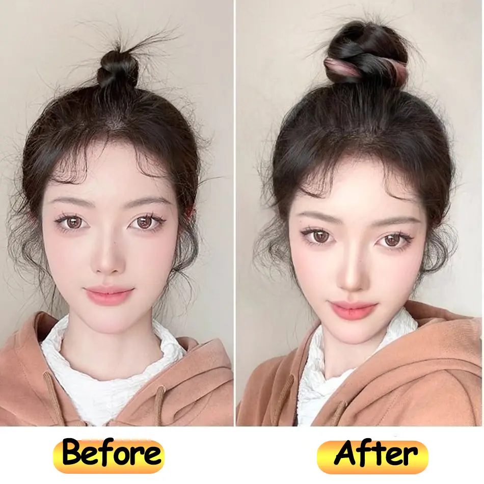 Highlight Synthetic Wig Hair Bundle DIY Self-winding Chignon Low High Ponytail Hair Extension Fluffy Braid Hair Bun Hairpiece
