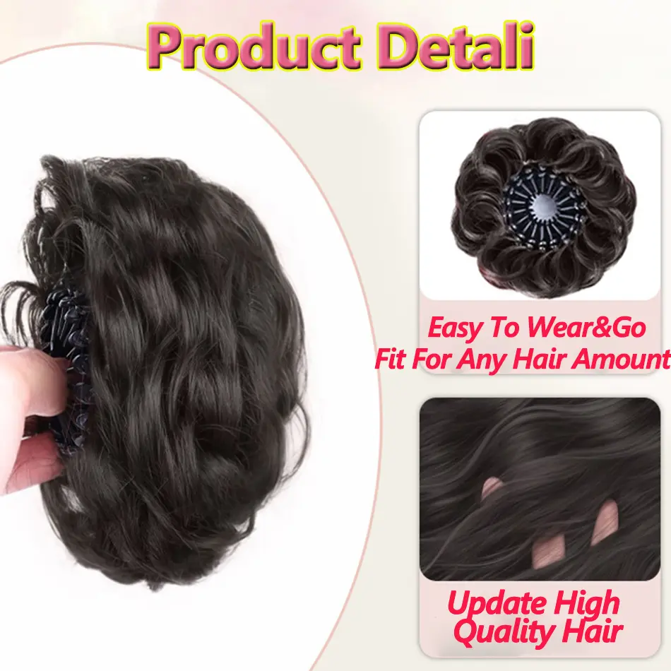 Synthetic Messy Hair Bun Chignon With Bird Nest Expanding Hair Clip Curly Fake Hair Ponytail Scrunchies Headwear For Women