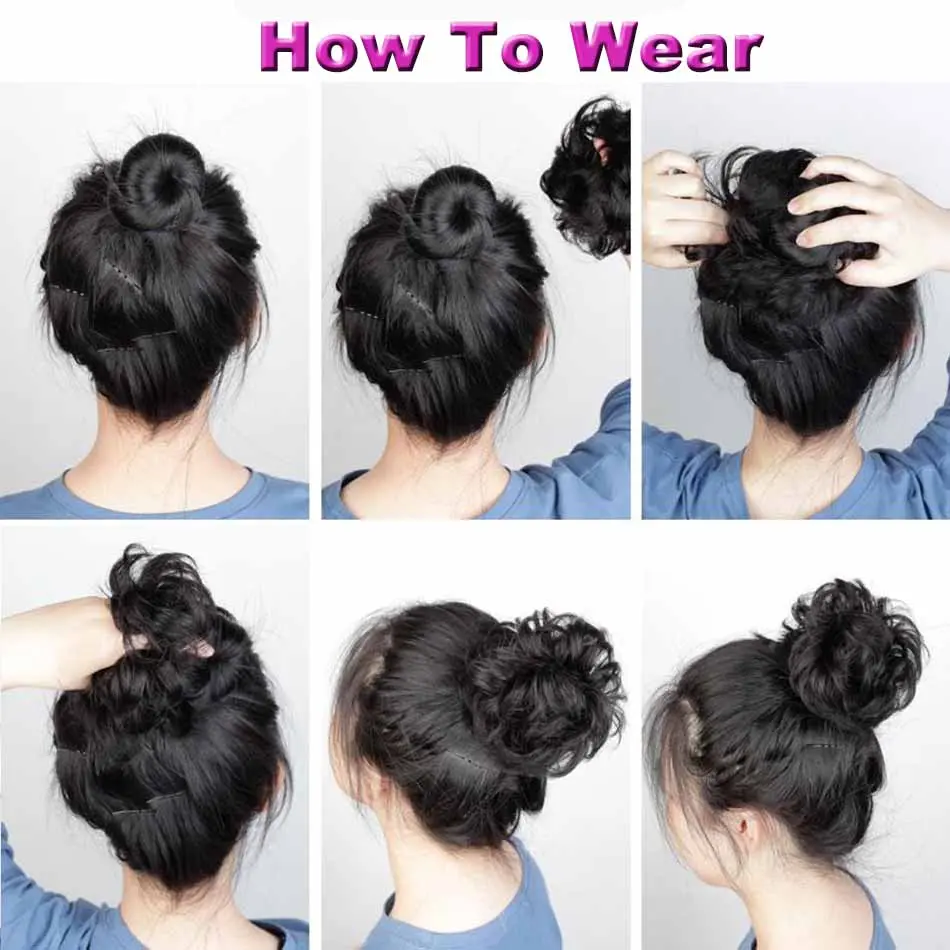 New High Temperature Synthetic Hair Bun With Elastic Rubber Band Brown Black Tousled Messy Hair Extensions Ponytail For Women
