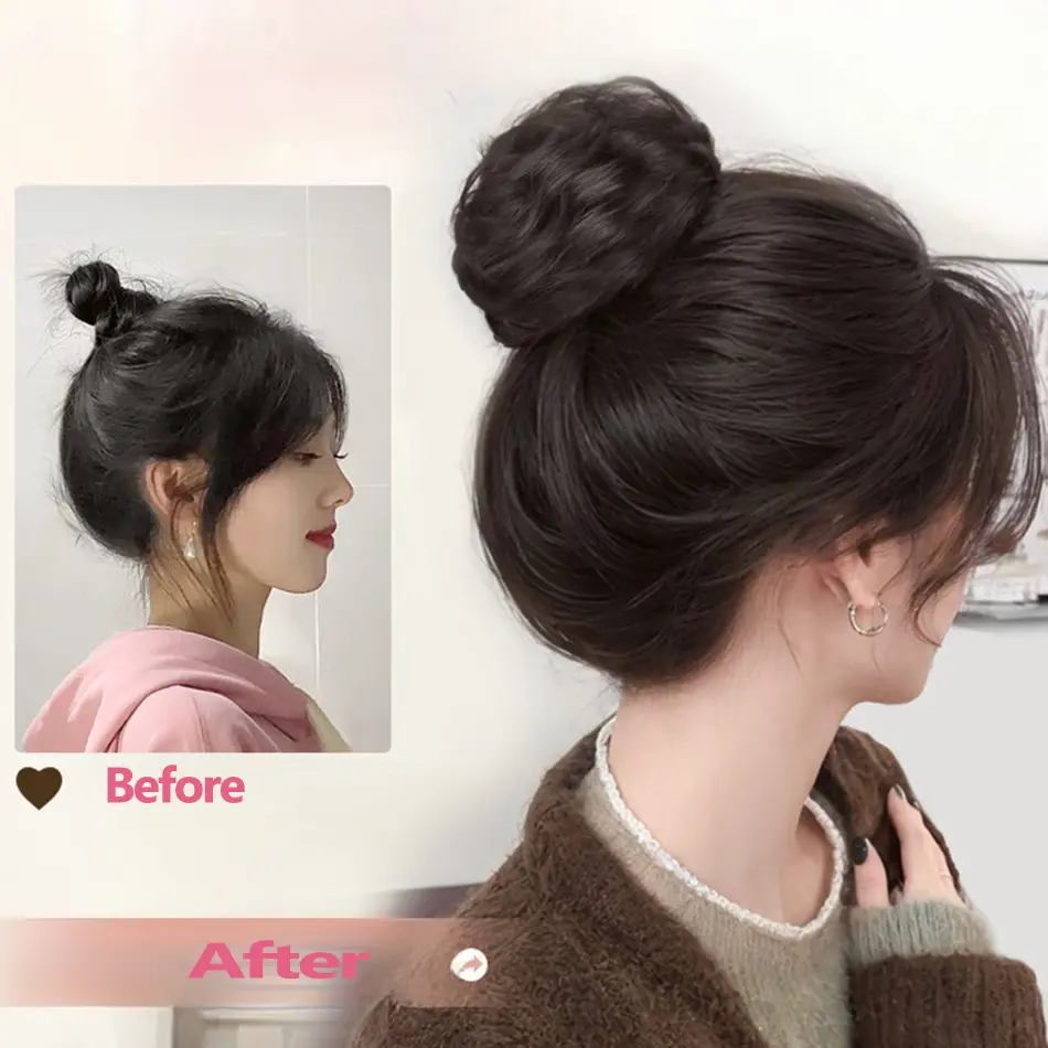 Synthetic Messy Hair Bun Chignon With Bird Nest Expanding Hair Clip Curly Fake Hair Ponytail Scrunchies Headwear For Women