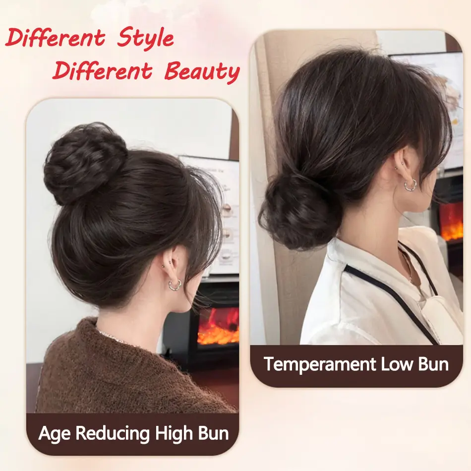 Synthetic Messy Hair Bun Chignon With Bird Nest Expanding Hair Clip Curly Fake Hair Ponytail Scrunchies Headwear For Women