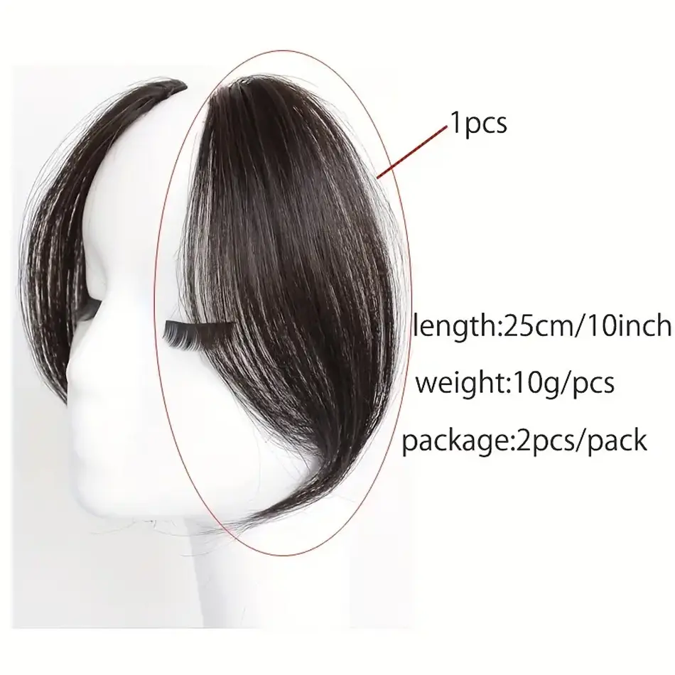 Invisible Synthetic Side Bangs Clip In Extension 2Pcs/Set Middle Part Bangs With Easy BB Clip-In Side Fringe Fits All Hair Types