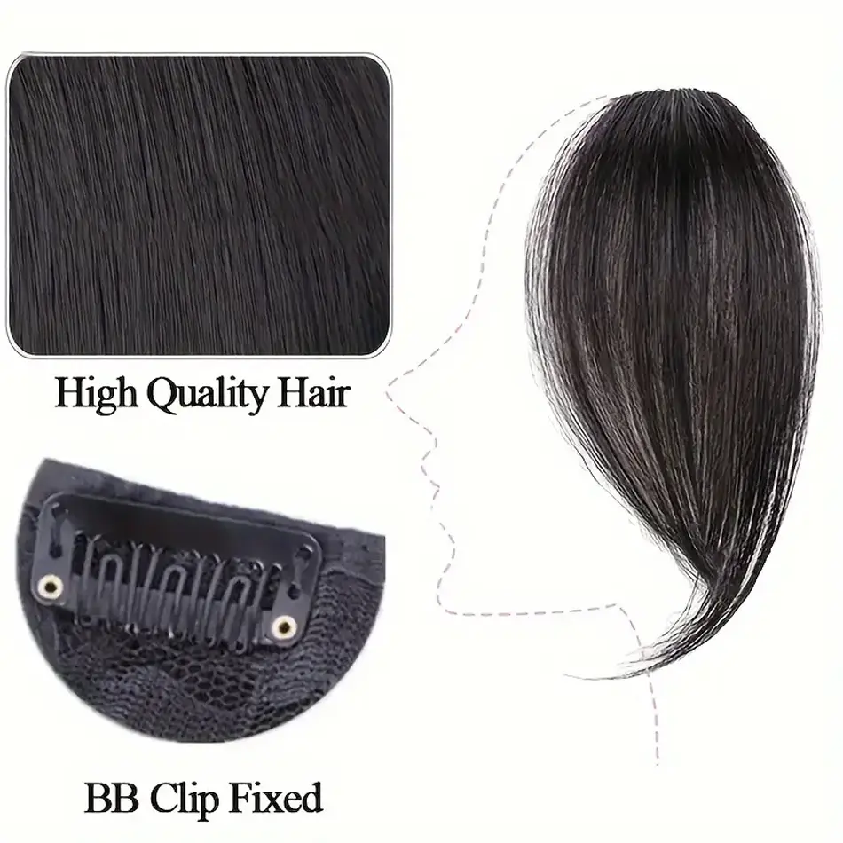 Invisible Synthetic Side Bangs Clip In Extension 2Pcs/Set Middle Part Bangs With Easy BB Clip-In Side Fringe Fits All Hair Types