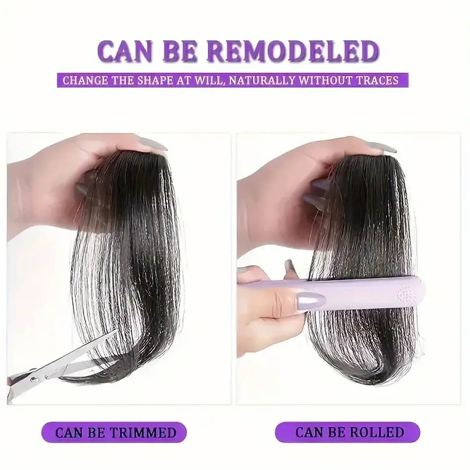 Invisible Synthetic Side Bangs Clip In Extension 2Pcs/Set Middle Part Bangs With Easy BB Clip-In Side Fringe Fits All Hair Types