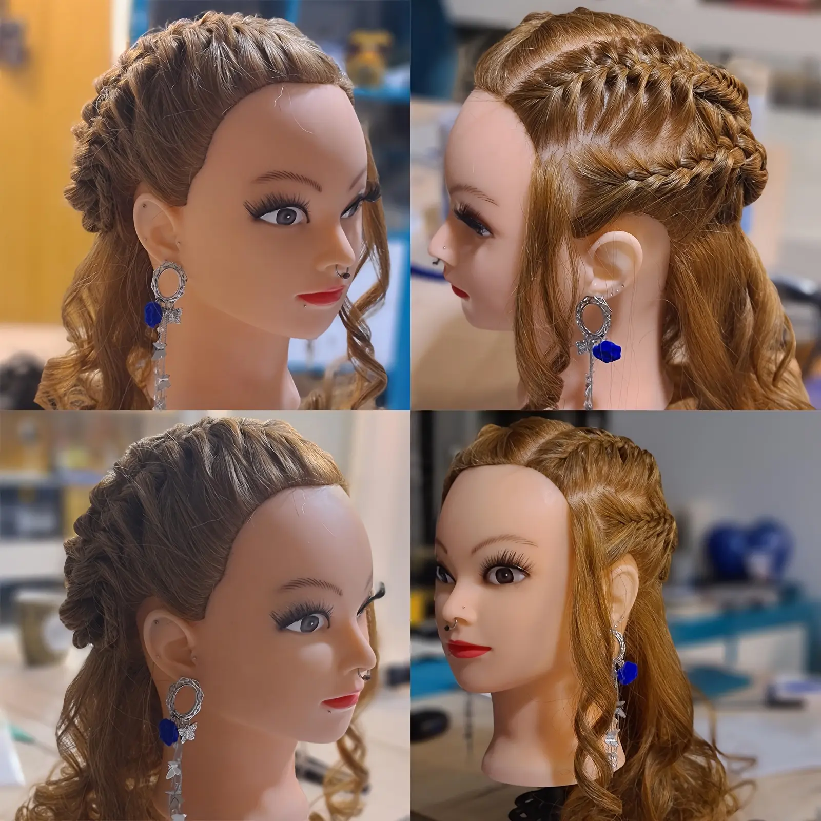 Long Mannequin Head with 80% Real Human Hair Cosmetology Manikin Head with Light Brown Hair for Salon and Hairstyling Practice