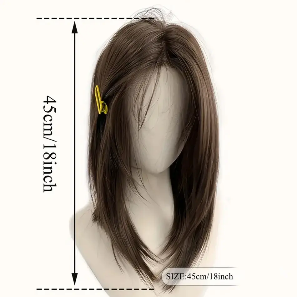 Shoulder Layered Synthetic Wig For Women Daily Use 16Inch Heat Resistant BOB Wig With Lace Front Brown Black Lolita Cosplay Wigs