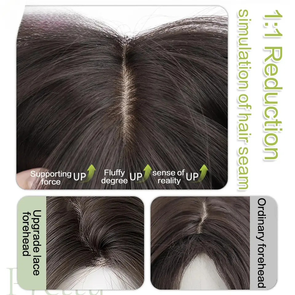Shoulder Layered Synthetic Wig For Women Daily Use 16Inch Heat Resistant BOB Wig With Lace Front Brown Black Lolita Cosplay Wigs