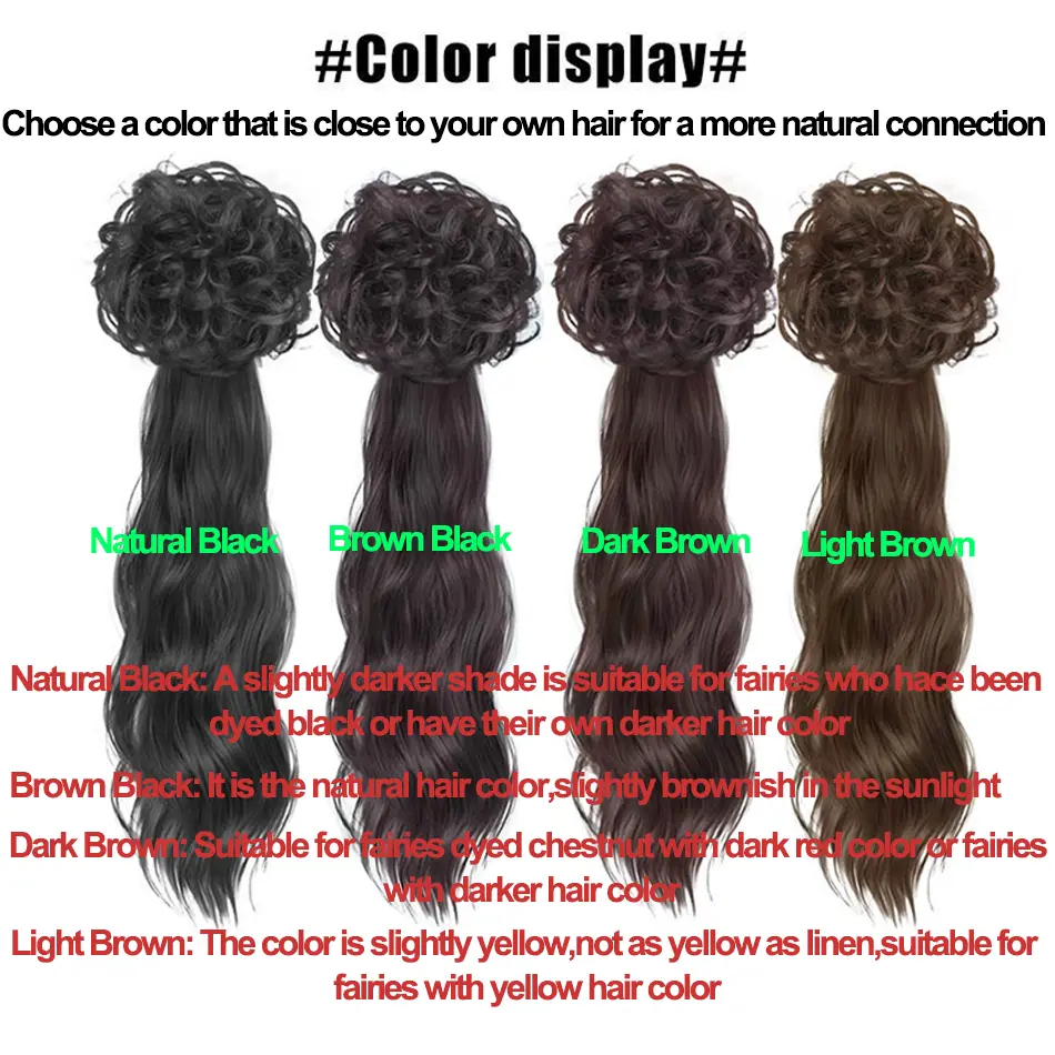 New Chinese Style Synthetic Wig Ponytail With Grasping Clip in Female Claw Clip Hairpieces Side Tied With Low Fluffy Ponytail