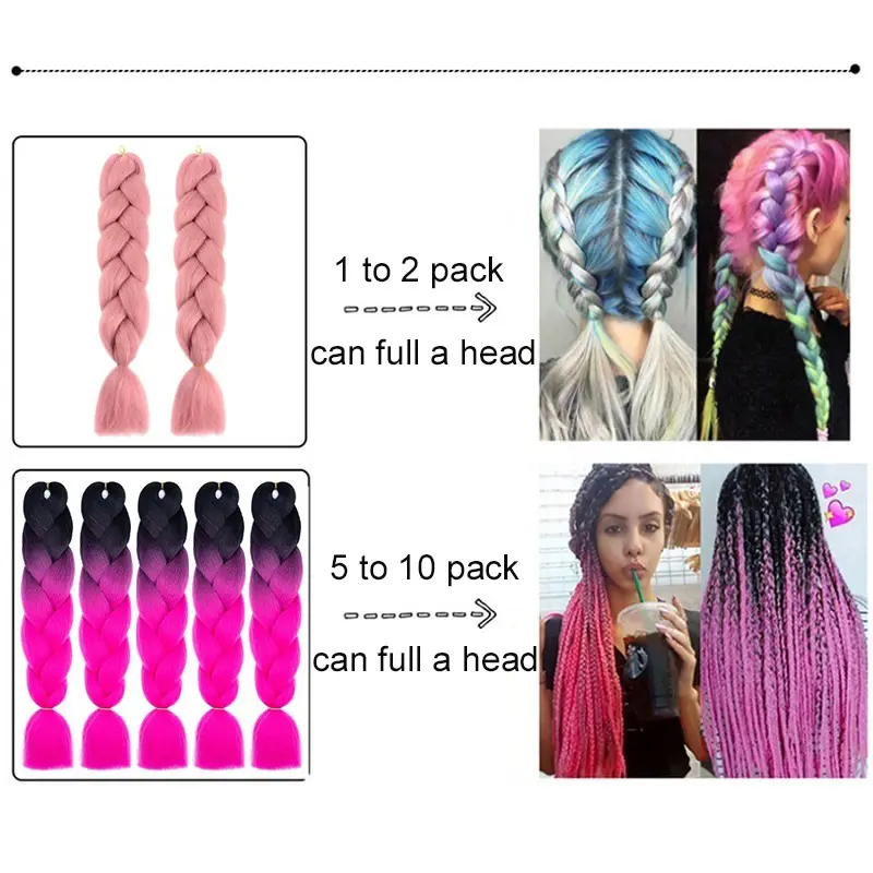 Women'S Festive Ombre Crochet Braids Jumbo Synthetic Fiber Twist Crochet Braids Extensions Hair Accessories Easy to Wear
