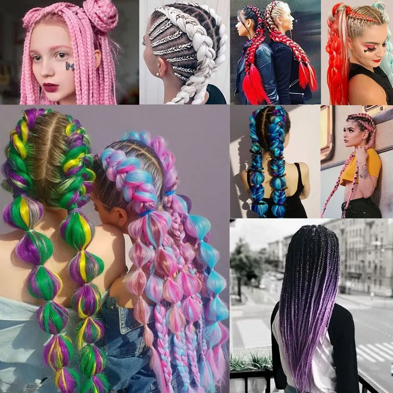 Women'S Festive Ombre Crochet Braids Jumbo Synthetic Fiber Twist Crochet Braids Extensions Hair Accessories Easy to Wear