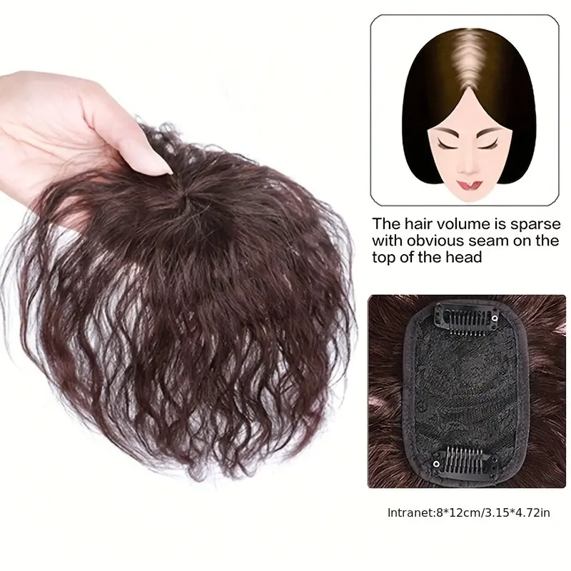 Synthetic Hair Topper Wigs Natural Looking Cornrow Curls Bangs Hairpiece With 2 Clips Fluffy Clip In Hair Extension For Women