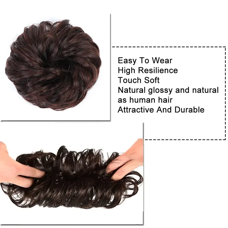 Synthetic Curly Bun Hair Hairpiece With Rubber Band Messy Bun Ponytail Hair Extension Fluffy Hair For Women Hair Accessories