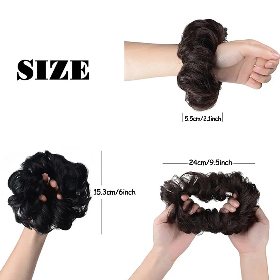 Synthetic Curly Bun Hair Hairpiece With Rubber Band Messy Bun Ponytail Hair Extension Fluffy Hair For Women Hair Accessories