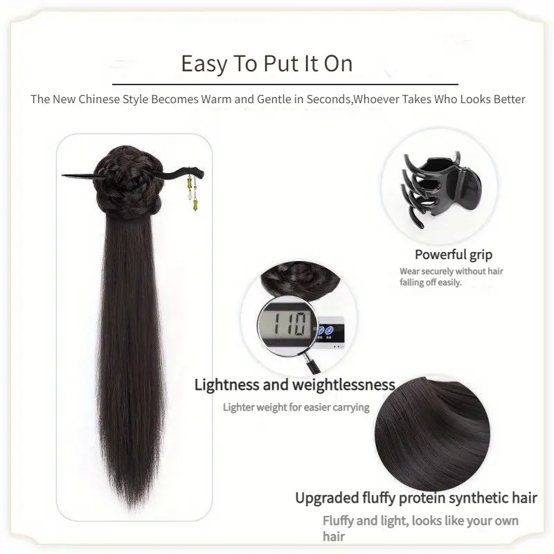 Hairpin Ponytail Hair Extensions 18Inch Wavy Claw Clip Ponytail Synthetic Hair Chinese Style Side Ponytail With Mini Claw Clips
