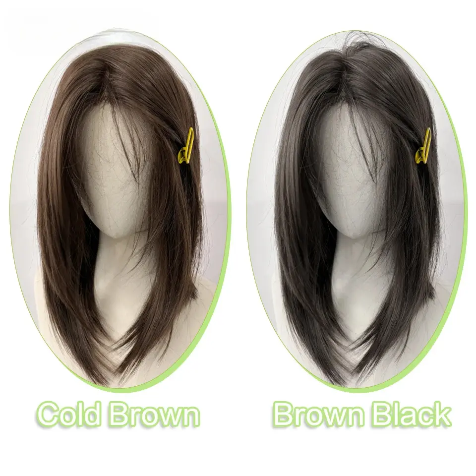 Synthetic BOB Wig For Daily Use Cosplay Straight Layered Wigs With Lace Front Age-Reducing Sweet Wig With Eight-Character Bangs