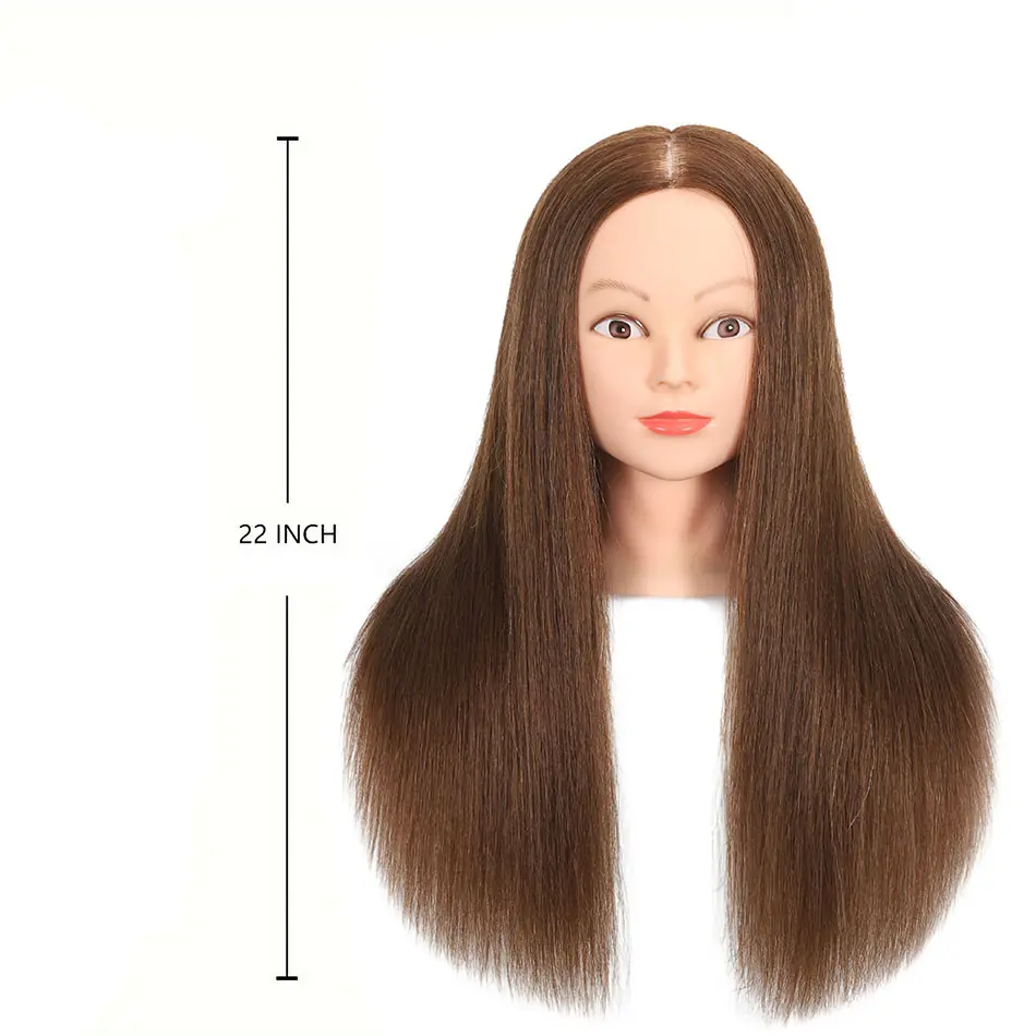 80% Real Human Hair Mannequin Head With Free Clamp Holder Perfect for Hair Training Styling Solon Hairdresser DIY Hair Head Sets