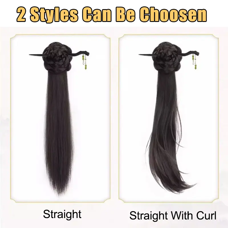 Hairpin Ponytail Hair Extensions 18Inch Wavy Claw Clip Ponytail Synthetic Hair Chinese Style Side Ponytail With Mini Claw Clips