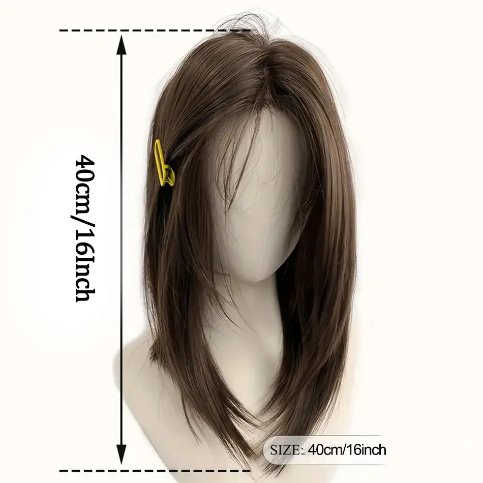 Synthetic BOB Wig For Daily Use Cosplay Straight Layered Wigs With Lace Front Age-Reducing Sweet Wig With Eight-Character Bangs