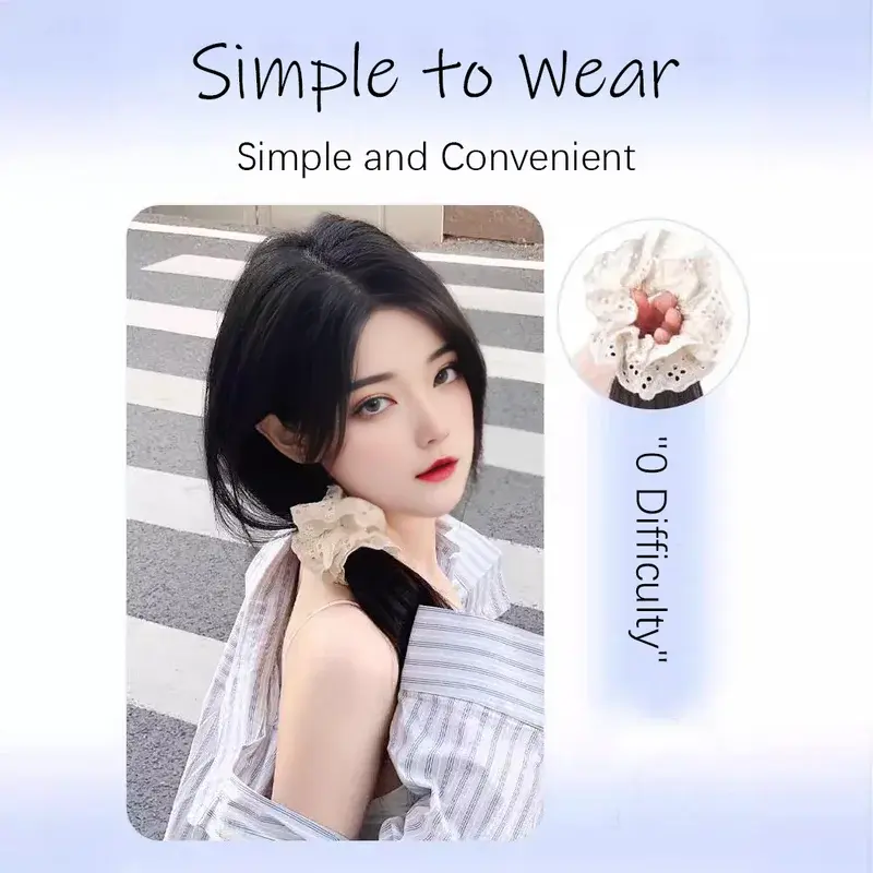 Elegant Lace Flower Synthetic Ponytail Hair Extension With Elastic Ring Versatile Body Wave Ponytail Hairpiece For All Occasions