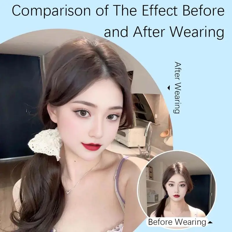 Elegant Lace Flower Synthetic Ponytail Hair Extension With Elastic Ring Versatile Body Wave Ponytail Hairpiece For All Occasions