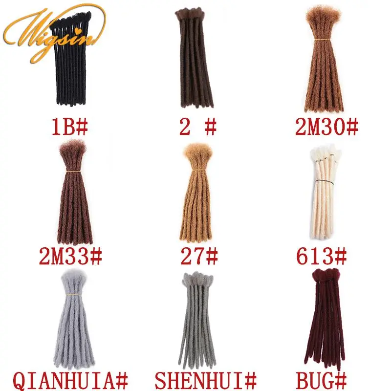 WIGSIN Synthetic 8Inch Short Straight 10strands Handmade Dreadlocks Afro Hair Extensions Soft Crochet Braids for Men Women
