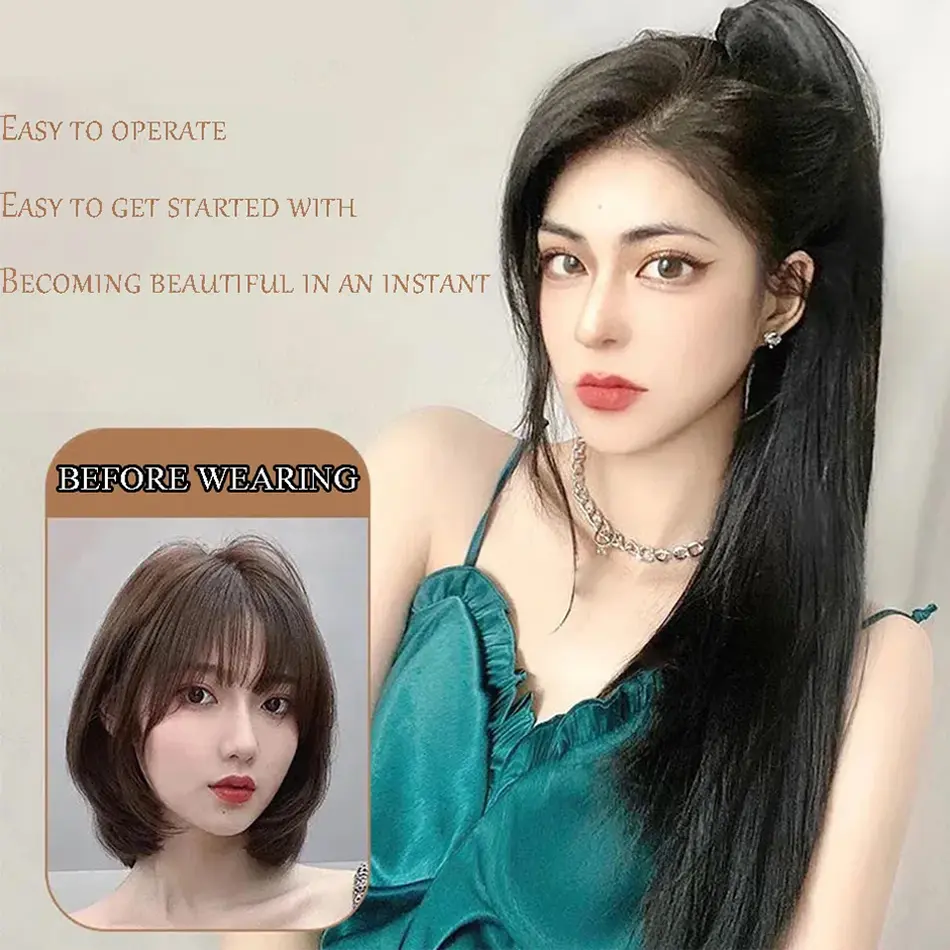 22Inches Long Straight Synthetic Claw Clip Ponytail Extension Brown Black Synthetic Ponytail Wig With Mini Claw Clip For Women