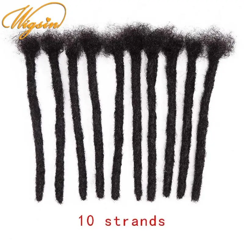 WIGSIN Synthetic 8Inch Short Straight 10strands Handmade Dreadlocks Afro Hair Extensions Soft Crochet Braids for Men Women