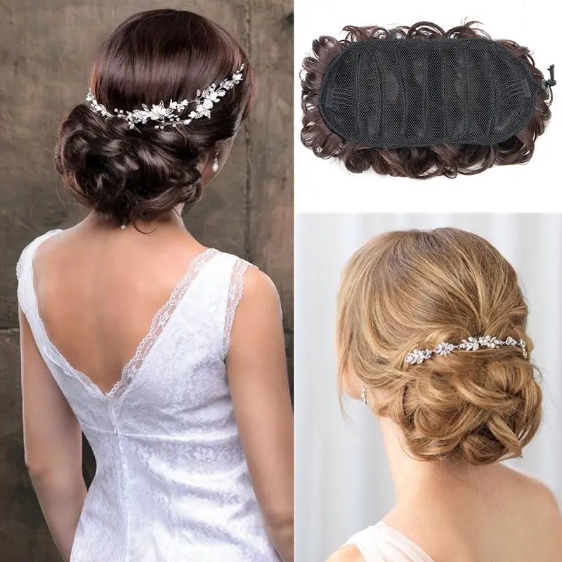 Synthetic Hair Bun Black Brown Blonde Curly Chignon Messy Bun Comb Clip In Hair Extension Updos Hairpieces for Women