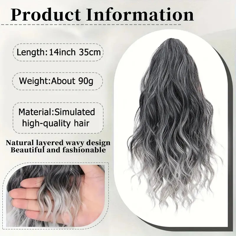 WIGSIN 14Inch Heat-Resistant Synthetic Claw Clip-In Ponytail Extension for Women Short Wavy/Curly Hair Piece Multiple Colors