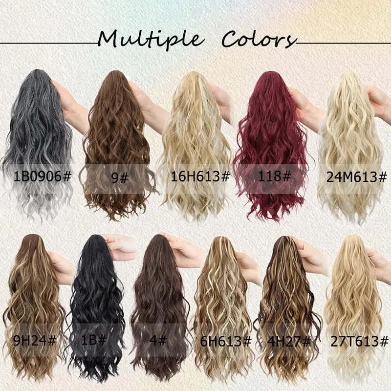 WIGSIN 14Inch Heat-Resistant Synthetic Claw Clip-In Ponytail Extension for Women Short Wavy/Curly Hair Piece Multiple Colors