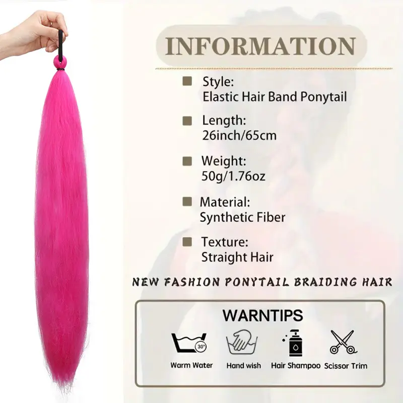 26Inch Synthetic Long Jumbo Ombre Braiding Hair Extension Color Hairpiece for Women Elastic Rubber Band Hair Accessories