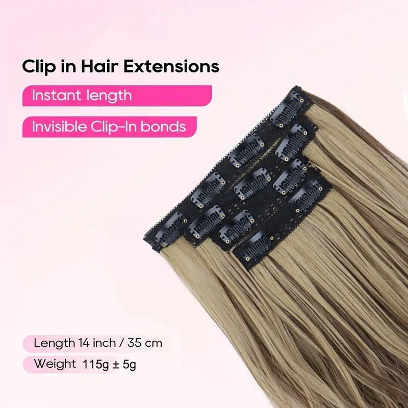 WIGSIN 14Inch Synthetic 4pcs Clip in Hair Extension Short Wavy Curly Invisible Soft  Hair Black Blonde Hairpiece for Women