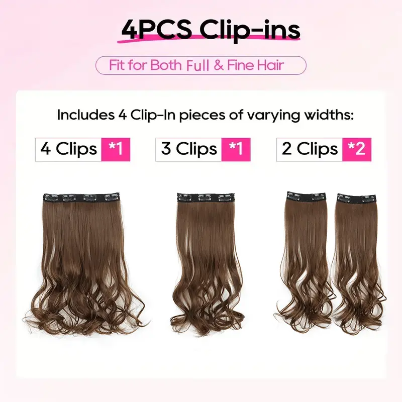 WIGSIN 14Inch Synthetic 4pcs Clip in Hair Extension Short Wavy Curly Invisible Soft  Hair Black Blonde Hairpiece for Women