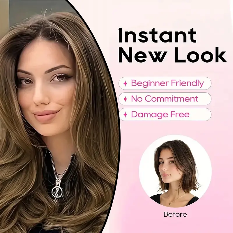 WIGSIN 14Inch Synthetic 4pcs Clip in Hair Extension Short Wavy Curly Invisible Soft  Hair Black Blonde Hairpiece for Women