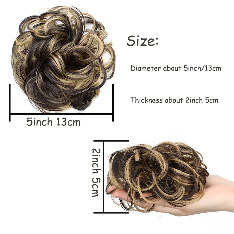 WIGSIN Synthetic Rubber Bands Clip Messy Bun Ponytail Extensions Short Curly Chignon Tousled Updo Hairpieces for Women Girls
